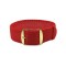 HNS Red Perlon Braided Woven Strap With Gold Brushed Stainless Steel Buckle