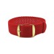 HNS Red Perlon Braided Woven Strap With Gold Brushed Stainless Steel Buckle