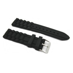 HNS 20/22/24MM BLACK SILICONE DIVER RUBBER WATERPROOF WATCH STRAP