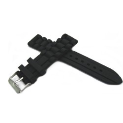 HNS 20/22/24MM BLACK SILICONE DIVER RUBBER WATERPROOF WATCH STRAP