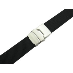 HNS BLACK SILICONE DIVER RUBBER GRID WATCH STRAP WITH DEPLOYMENT BUCKLE