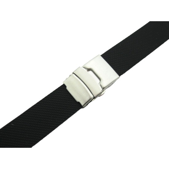 HNS BLACK SILICONE DIVER RUBBER GRID WATCH STRAP WITH DEPLOYMENT BUCKLE
