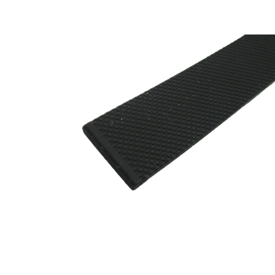HNS BLACK SILICONE DIVER RUBBER GRID WATCH STRAP WITH DEPLOYMENT BUCKLE
