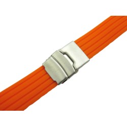 HNS ORANGE SILICONE DIVER RUBBER WATCH STRAP WITH DEPLOYMENT BUCKLE