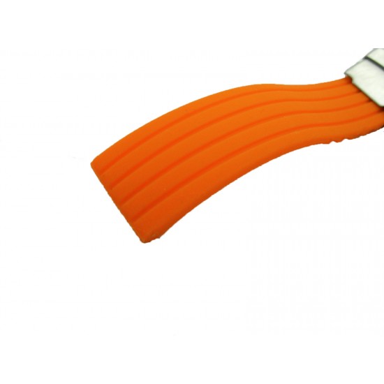 HNS ORANGE SILICONE DIVER RUBBER WATCH STRAP WITH DEPLOYMENT BUCKLE