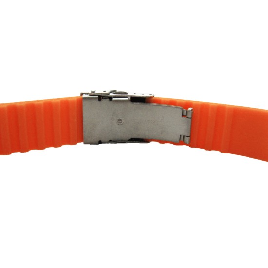 HNS ORANGE SILICONE DIVER RUBBER WATCH STRAP WITH DEPLOYMENT BUCKLE