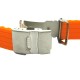 HNS ORANGE SILICONE DIVER RUBBER WATCH STRAP WITH DEPLOYMENT BUCKLE