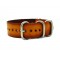HNS Handmade Vintage Washing Style Honey Calf Leather Watch Strap With 5 Matt Stainless Steel Rings