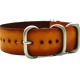 HNS Handmade Vintage Washing Style Honey Calf Leather Watch Strap With 5 Matt Stainless Steel Rings