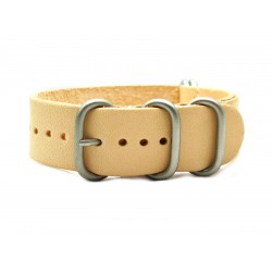 HNS Handmade Natural Calf Leather Watch Strap With 5 Matt Stainless Steel Rings