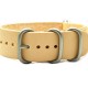 HNS Handmade Natural Calf Leather Watch Strap With 5 Matt Stainless Steel Rings
