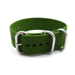 HNS Olive Drab Heavy  Duty Ballistic Nylon Watch Strap With 3 Matt Stainless Steel Rings
