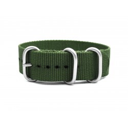 HNS Olive Drab Heavy  Duty Ballistic Nylon Watch Strap With 3 Matt Stainless Steel Rings