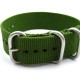 HNS Olive Drab Heavy  Duty Ballistic Nylon Watch Strap With 3 Matt Stainless Steel Rings