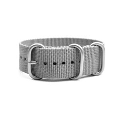 HNS Grey Heavy  Duty Ballistic Nylon Watch Strap with 3 Matt Stainless Steel Rings