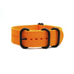 HNS Dark Orange Heavy Duty Ballistic Nylon Watch Strap With 5 PVD Coated Stainless Steel Rings