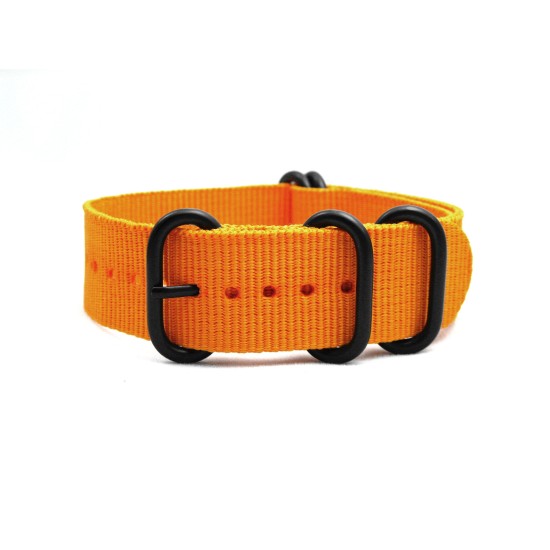 HNS Dark Orange Heavy Duty Ballistic Nylon Watch Strap With 5 PVD Coated Stainless Steel Rings