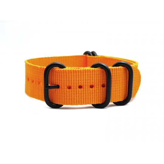 HNS Dark Orange Heavy Duty Ballistic Nylon Watch Strap With 5 PVD Coated Stainless Steel Rings