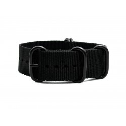 HNS Black Heavy Duty Ballistic Nylon Watch Strap With 5 PVD Coated Stainless Steel Rings