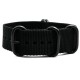 HNS Black Heavy Duty Ballistic Nylon Watch Strap With 5 PVD Coated Stainless Steel Rings