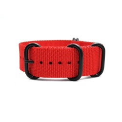 HNS Red Heavy Duty Ballistic Nylon Watch Strap With 5 PVD Coated Stainless Steel Rings