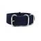 HNS Navy Blue Heavry Duty Ballistic Nylon Watch Strap With 5 Polished Stainless Steel Rings