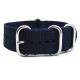 HNS Navy Blue Heavry Duty Ballistic Nylon Watch Strap With 5 Polished Stainless Steel Rings