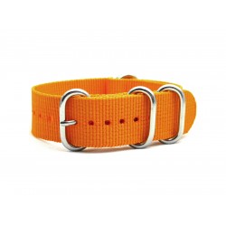 HNS Dark Orange Heavy  Duty Ballistic Nylon Watch Strap With 5 Polished Stainless Steel Rings
