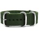 HNS Olive Drab Heavy Duty Ballistic Nylon Watch Strap With 5 Polished Stainless Steel Rings