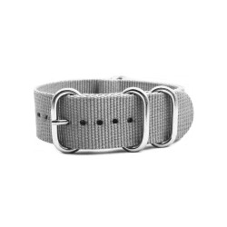 HNS Grey Heavy  Duty Ballistic Nylon Watch Strap With 5 Polished Stainless Steel Rings