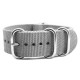 HNS Grey Heavy  Duty Ballistic Nylon Watch Strap With 5 Polished Stainless Steel Rings