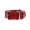 HNS Red Heavy Duty Ballistic Nylon Watch Strap With 5 Polished Stainless Steel Rings