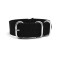 HNS Black Heavy  Duty Ballistic Nylon Watch Strap With 5 Polished Stainless Steel Rings