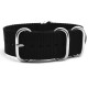 HNS Black Heavy  Duty Ballistic Nylon Watch Strap With 5 Polished Stainless Steel Rings