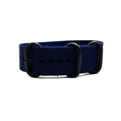 HNS Navy Blue Heavy Duty Ballistic Nylon Watch Strap With 3 PVD Coated Stainless Steel Rings
