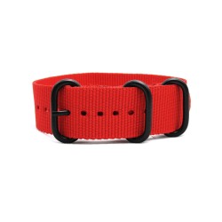 HNS Red Heavy Duty Ballistic Nylon Watch Strap With 3 PVD Coated Stainless Steel Rings