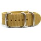 HNS Khaki Heavy Duty Ballistic Nylon Watch Strap With 5 Polished Stainless Steel Rings