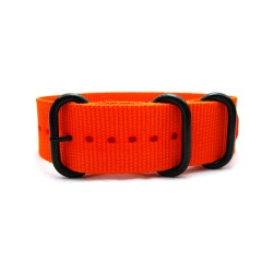 HNS Orange Heavy Duty Ballistic Nylon Watch Strap With 3 PVD Coated Stainless Steel Rings