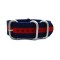 HNS Navy & Red Strip Heavy Duty Ballistic Nylon Watch Strap With 5 Matt Stainless Steel Rings