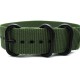 HNS Olive Heavy Duty Ballistic Nylon Watch Strap With 3 PVD Coated Stainless Steel Rings