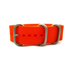 HNS Orange Heavy Duty Ballistic Nylon Watch Strap With 3 Matt Stainless Steel Rings