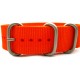 HNS Orange Heavy Duty Ballistic Nylon Watch Strap With 3 Matt Stainless Steel Rings