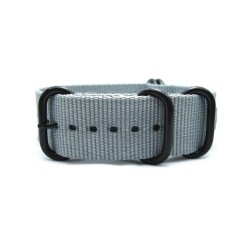 HNS Light Grey Heavy Duty Ballistic Nylon Watch Strap With 5 PVD Coated Stainless Steel Rings