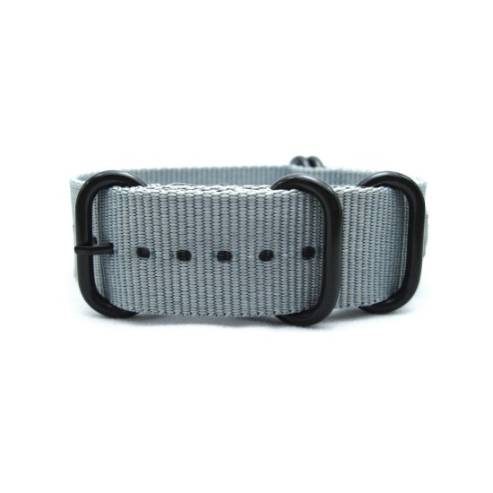 HNS Light Grey Heavy Duty Ballistic Nylon Watch Strap With 5 PVD Coated Stainless Steel Rings