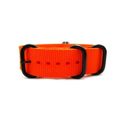 HNS Orange Heavy Duty Ballistic Nylon Watch Strap With 5 PVD Coated Stainless Steel Rings