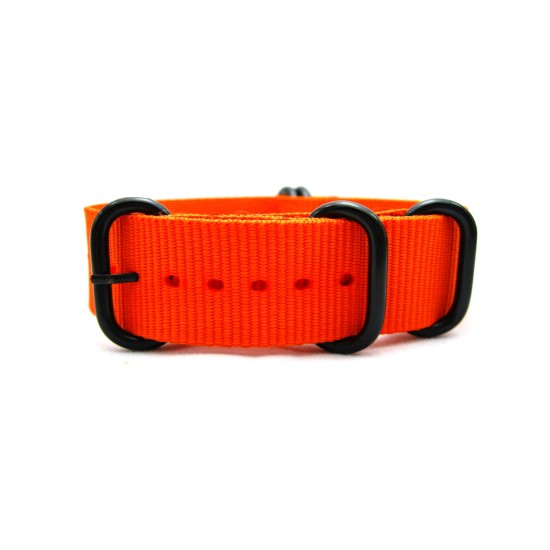 HNS Orange Heavy Duty Ballistic Nylon Watch Strap With 5 PVD Coated Stainless Steel Rings