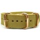HNS Khaki Heavy Duty Ballistic Nylon Watch Strap With 3 Rose Gold Plated Stainless Steel Rings