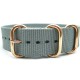 HNS Light Grey Heavy Duty Ballistic Nylon Watch Strap With 3 Rose Gold Plated Stainless Steel Rings