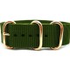 HNS Olive Heavy Duty Ballistic Nylon Watch Strap With 3 Rose Gold Plated Stainless Steel Rings
