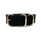 HNS Black Heavy Duty Ballistic Nylon Watch Strap With 3 Rose Gold Plated Stainless Steel Rings
